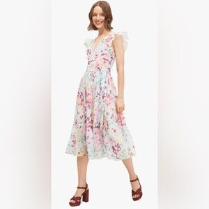 Kate Spade Painted Petals Burnout Midi Dress (Size 8 and 2)